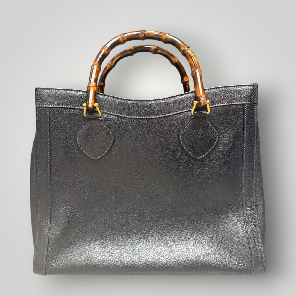 Gucci Vintage Bamboo Tote Bag Black